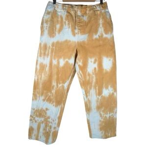 Stussy Golden Orange Tie Dye Cotton Canvas Sweater Pull-On Straight Pants Large